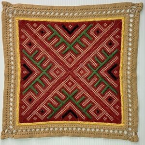 Woven Fabric Table Square Red Vintage Global Decor Boho 10" x 10"